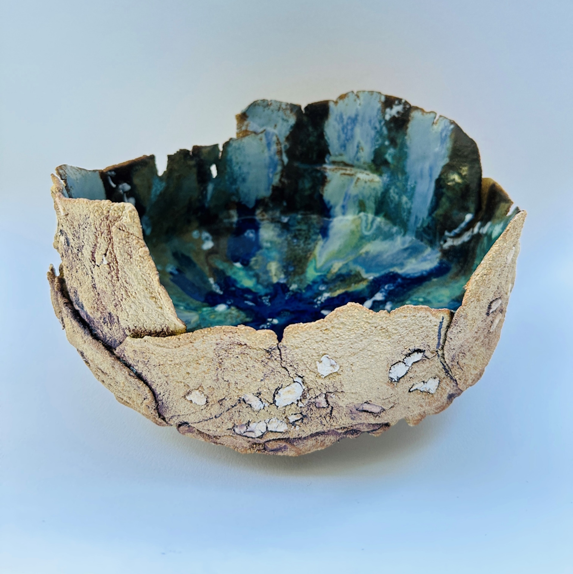 IBC 36cm bluegreen petal bowl